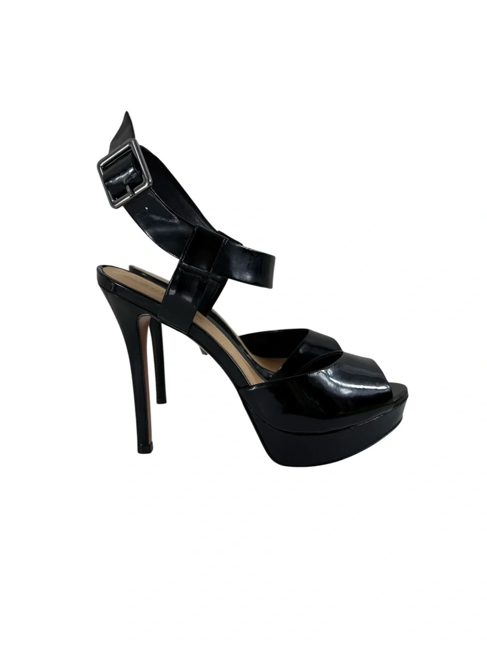SCHUTZ Black Patent Platform High Heel Sandals Size 8